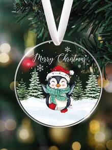 Ornament de Crăciun Fericit cu Pinguin pentru Bebeluși, Cadouri de Ornament cu Pinguin pentru Familie, Decor Agățat pentru Bradul de Crăciun, Ornamente Pandantive Acrilice de Crăciun, Ornamente Pandantive de Crăciun cu Animale, Suvenir de Crăciun cu Animale Drăguțe