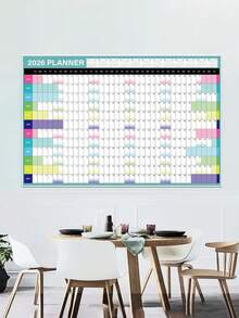 2026 Wall Calendar - Full Year View, 2026 Wall Calendar Suitable For Home, School And Office, 2026 Calendar Planner, Home Organization, Study Supplies, Fashion Planner, Minimalist Design, Durable Paper, Smooth Writing, Monthly Planner, Planning Tool, Home Organization, Office Supplies - Multicolor - View 2