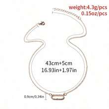 1Pc Versatile Minimalist Geometric Necklace - Luxurious Winter Jewelry Accessory For Women, Ideal Christmas/Party/Birthday Gift For Bestie, Perfect Valentine's Day & Impulse Gift - 金色-1件 - 查看 2