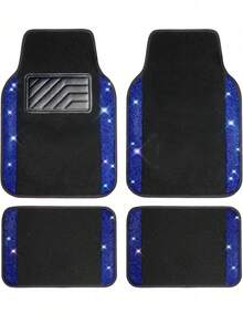 9pcs Glitter Diamond Car Seat Covers, 4pcs Glitter Diamond Car Foot Mats, Glitter Rhinestones Non-Slip PVC Set For SUV/Truck/Car (Complete Front And Rear, Waterproof All-Weather Interior Protection) - A款 - 查看 14