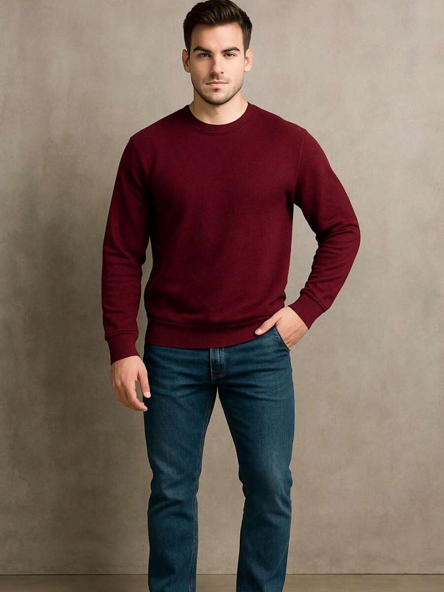 Sudadera Cuello Redondo para Caballero ¡El básico que no puede faltar en tu clóset! - Rojo violeta - Ver 1