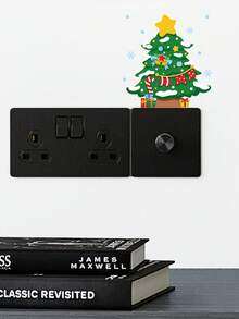 1PC Santa Claus And Gift Switch Sticker, Creative Home Wall Switch Decoration Sticker, Christmas Atmosphere Decoration, Suitable For Living Room, Bedroom, Dining Room, Holiday Decoration