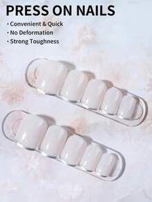 24Pcs Short Square Glitter Design French Tip Press On Nails Short Perfect Fit Acrylic Fake Nails Set, French Tip Nails For Women Daily Life And Party Use Nail Supplies Nails, Elegant & Fashion Fairy Nails, Nails Press On, Christmas & New Year Nails, Christmas Decoration, For Holiday, Party - Nhiều màu2 - Xem 3