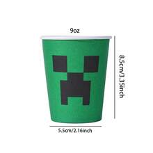 10/20/40/60 件，像素矿工游戏一次性 9 盎司纸杯用品，像素风格卡通主题派对装饰用品，适用于露营野餐、花园烧烤、婚礼、生日派对和特殊主题派对、节日庆祝用品 - 彩色 - 查看 7