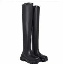 Over The Knee Boots Fashion Tractor Stylish Simple Gothic Party - Black - View 5