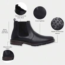Men's Chelsea Boot Leather Short Shaft Boot Soft Rubber Sole Modern For Countryside Farm Sair 535 Schiareli - 黑色 - 查看 2