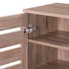 2 Door Shoe Storage Cabinet Oak Wooden Rack Stand Cupboard 4 Tier Euston - Brown - View 4
