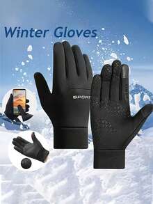 1Pair Winter Thermal Gloves -Gloves With Grip Enhancement, Touchscreen Compatible For Cycling, Skiing, Snowboarding - Unisex Gloves - Multicolor - View 2
