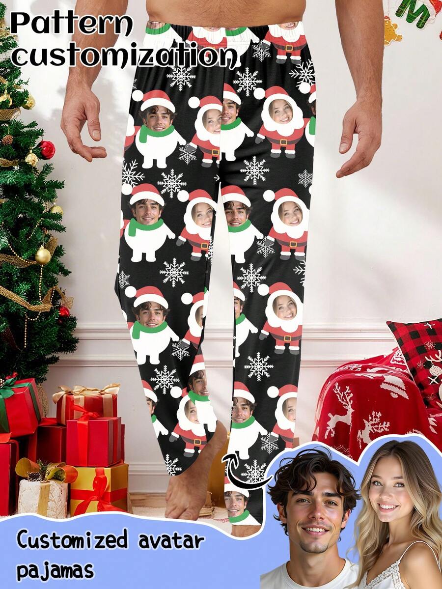 Printstory Customized Men's Pajamas, Personalized With Any Pattern, Unique Customized Gift, Suitable For Couples, Family, Friends, Christmas