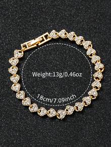 2pcs/Set Women's Quartz Wrist Watch With Steel Band, Rhinestone Accents, 3-Eye Roman Numeral Dial + Bracelet, Watch Box Not Included - Gold - View 6