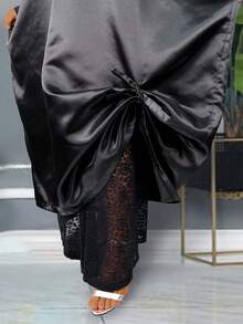 AOMEI African Dresses Elegant Shiny Bubu Dresses Women Two Pieces Set Lace Inside Dress Traditional Africa Clothing Long Loose Dashiki - Black - View 3