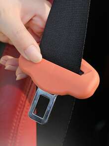 1pc Orange Silicone Car Seat Belt Cover, Buckle Safety Protector, Quiet Anti-Shock Anti-Scratch Cover