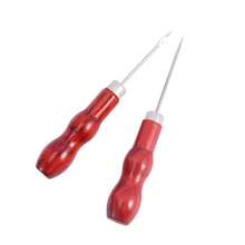 1 件红色木柄缝纫锥子手工缝纫机皮革工艺尖头鞋修打孔器定位钻缝纫针钩工具