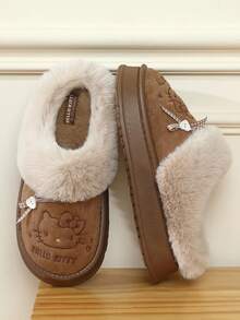 3D Nœud Papillon Pantoufles de Chat en Peluche Doublées, Pantoufles de Princesse Élégantes, Pantoufles de Fête, Semelle Silencieuse Améliorée, Chaudes et Antidérapantes, Pantoufles d'Intérieur - Respirantes, Sans Odeur, Nouvelles Pantoufles Moelleuses Hello chat Hiver 2025, Pantoufles Femme, Pantoufles de Maison Femme, Couples, Roses/Marrons