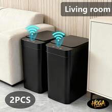 2pcs Non-Contact Automatic Sensor Trash Can, 1.81 Inch Height, Compact Slim Smart Electric Garbage Bin For Bedroom, Office And Kitchen. Sensor Trash Can Suitable For Kitchen, Bathroom, Bedroom, Laundry Room, Office And RV. Plastic Trash Can/Kitchen Trash Can/Office Trash Can/Bathroom Trash Can. Christmas And Halloween Home Decor, No Obstruction Above When In Use.