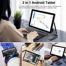 W&O 2025 New 10.1-Inch Tablet PC, Android 15 Operating System, 2-In-1 Tablet With Keyboard, Mouse, Protective Case, Stylus, 256GB ROM + 8GB RAM, Supports 1TB Memory Card Expansion, 5+16MP Camera, Octa-Core Processor, 8000Mah Battery, 1280*800 IPS HD Display, Tab, Wi-Fi 6, Tablet, Tablet, Pad - 灰色 - 查看 8