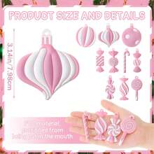 10/20 件圣诞树挂饰 PVC 圣诞粉色拐杖糖棒棒糖装饰圣诞挂饰生日派对装饰工艺品适用于节日圣诞树派对、圣诞树、圣诞老人、圣诞装饰、姜饼屋、圣诞礼物圣诞树挂饰、圣诞礼物 - 粉色 - 查看 8