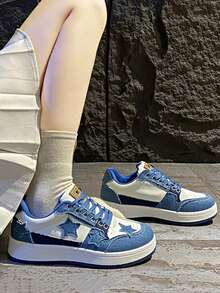 1 Pair New Artistic National Style Star Skate Shoes, Fashion Casual Sneakers For Teenagers, Sports Shoes (Note: Shoes Run Small, Suggest Ordering One Size Up)