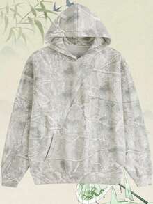 Camo Hoodies Valentine'S Day Couple Outfits, Maple Leaf Print Oversized Hooded Vacation Outfits For Women, Y2k Casual Retro Sweatshirt, Fleece Pullover Sweatshirt, Long Sleeve With Pocket, Gray-White Long-Sleeved Pullover Going Out Spring Outfits - Màu be - Xem 3