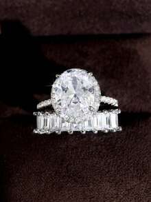 Bộ 3 nhẫn đá Cubic Zirconia cổ điển, quà tặng Ngày Valentine cho nữ, trang sức kỷ niệm ngày cưới và tiệc tùng. - 2 # - Xem 18