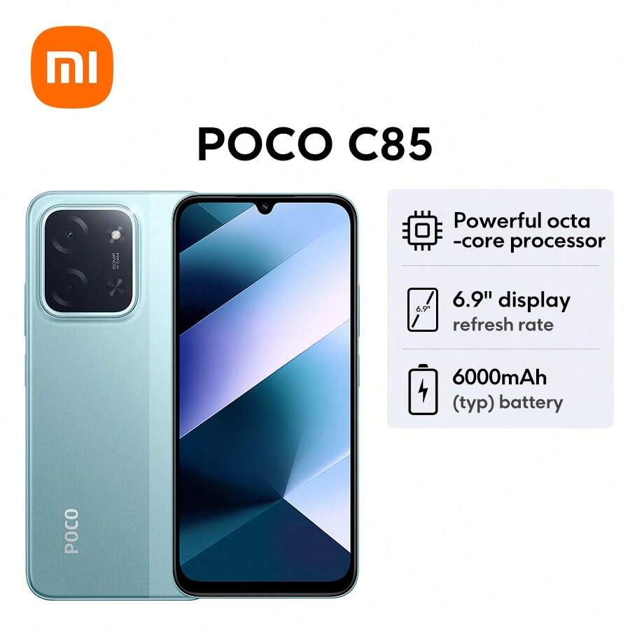 Xiaomi POCO C85 Global Version Smartphone NFC Massive 6000mAh (Typ) Battery Immersive 6.9" Display Up To 120Hz High Refresh Rate Powered By 33W Fast Charging Powerful Octa-Core Processor Up To 16GB RAM With Memory Extension Clear 50MP AI Dual Camera Sleek And Refined Design Quad-Curved Back Cover - Green - View 1