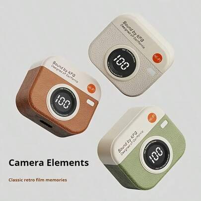 Mini In-Ear Wireless Earbuds, Retro Camera Bluetooth Headphones. 5.49 High-End Bluetooth Chip, Stable Connection, 48H Long Standby, Built-In HD Microphone, Support HD Calls And Video Calls, Touch Control System.