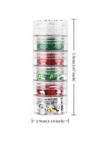 6pcs/Set Christmas Nail Art Glitter Mix, Christmas Tree, Star, Snowflake Sequins Nail Decorations, Winter