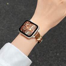 女士皮革表带，适用于 Series 1/2/3/4/5/6/7/8/9/10/SE/Ultra，38 毫米 40 毫米 41 毫米 42 毫米 44 毫米 45 毫米 49 毫米，纤薄设计，优雅奢华的腕间配饰 - 紅木色 - 查看 3