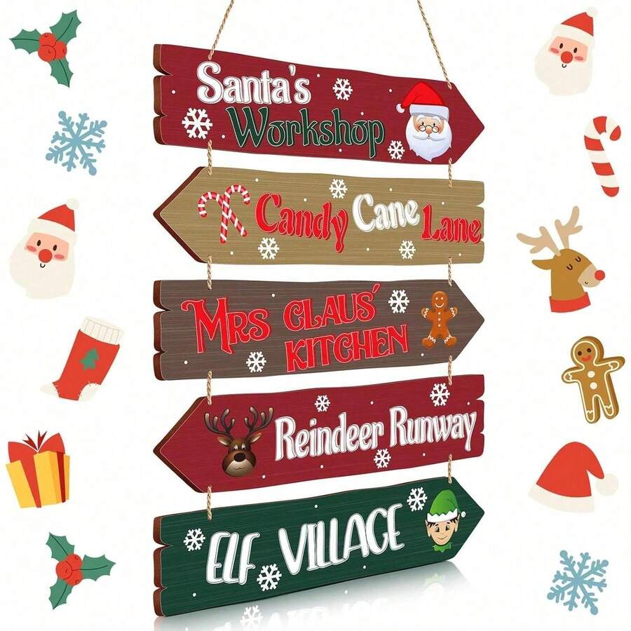 Christmas Hanging Arrow Signs Wooden Christmas Decorations Christmas Plaques Winter Christmas Door Decorations Country Christmas Farmhouse Home Decorations Holiday Wall Decorations Suitable For Door Porches Indoor Outdoor