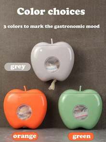 موزع شخصي مثبت على الحائط بشكل تفاحة مصنوع من البلاستيك مع تخزين خالي من العطور لفيلم التغليف وأغطية الاستحمام - حاوية منظم متعددة الاستخدامات للمنزل والحمام