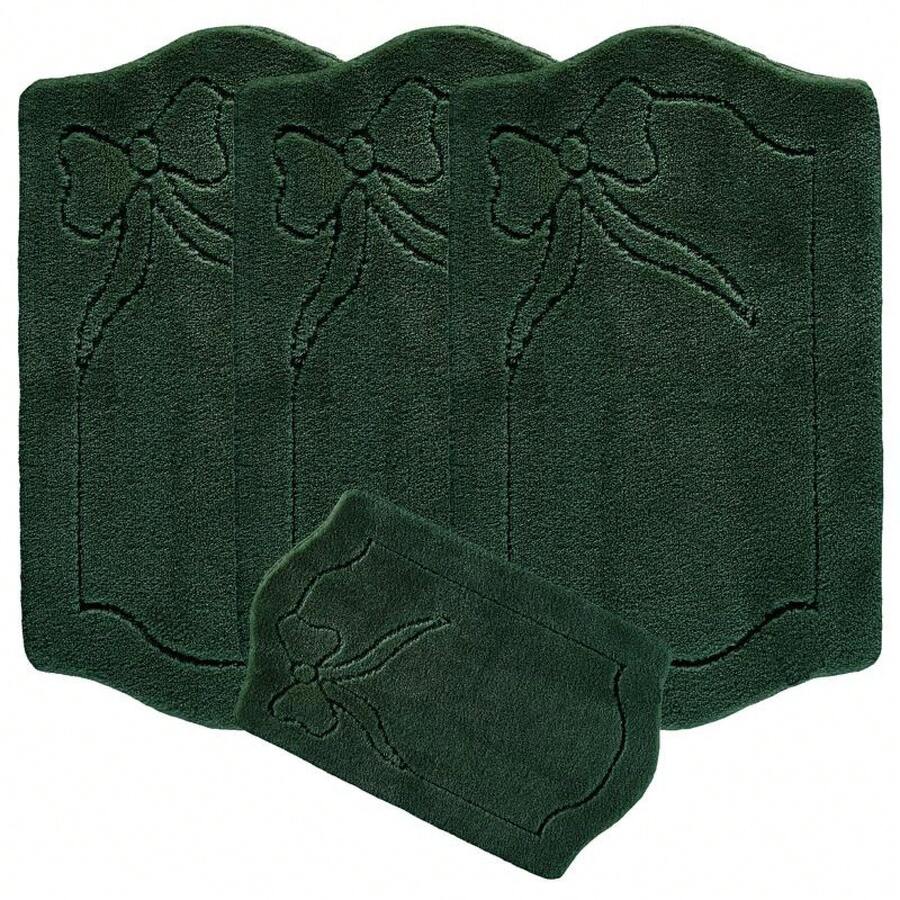 4pc Washable Rug Mat Set Caravan Romany Anti-Allergic Non-Slip Tourer Leafy - H.Green - View 1