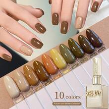 XEIJAYI 指甲油套装 10色 15ml 指甲凝胶浸泡 UV LED凝胶沙龙女性美甲工具 时尚全息美甲 - 彩色 - 查看 13