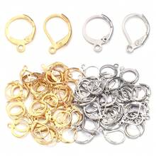 50pcs/Pack Iron Alloy D-Shape French Clip Earring Hooks, 13X11mm Elastic Earring Hooks Pendant Findings, DIY Jewelry Accessories