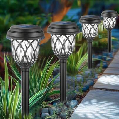 6/12/10/20pcs  Waterproof Solar Garden Lights, Outdoor Lawn Lights/Solar Garden Lights, LED Path Lights With Automatic On/Off From Dusk To Dawn, Garden Pole Lights For Patio And Backyard Landscape Decoration, Suitable For Driveways, Courtyards, Gardens, And Automatic Night Lighting(400mah)