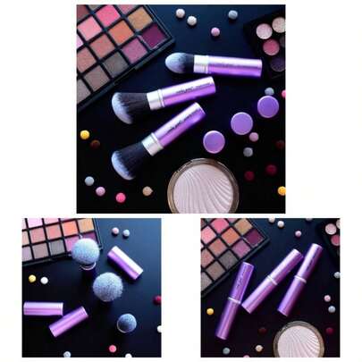 Retractable Face Kabuki Brush Round Powder Travel Makeup Brushes
