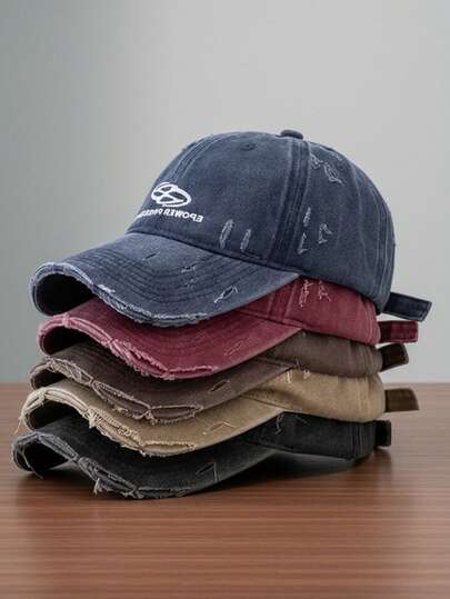 1pc Men's Distressed Embroidered Baseball Cap