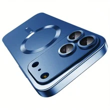 Metal Finish Soft Phone Case Compatible With Iphone 17 17 Air 17 Pro 17 Pro Max, Featuring Scratch-Resistant, Shock-Absorbing Full Camera Protection In An Ultra-Thin Design, Compatible With Iphone 13 11 16 Pro Max 15 14 12 16e - Navy Blue - View 3