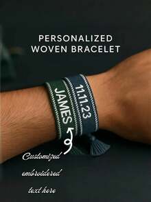 1 Stück personalisiertes besticktes Namens-Geflochtenes Armband - besticktes Boho Freundschaftsarmband mit Quaste, verstellbar, Unisex Geschenk, Weihnachten 2025, Weihnachtsgeschenk, Paargeschenk, Familiengeschenk, Jungen-/Mädchengeschenk