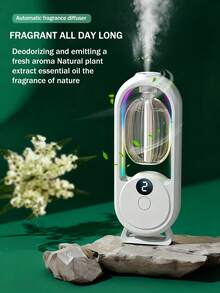 Un diffuseur d'arômes intelligent blanc, diffuseur d'huiles essentielles pour la maison au design minimaliste et moderne, avec 5 modes de fonctionnement et un éclairage ambiant romantique et coloré. Rechargeable par USB. Disponible avec un choix de sets d'huiles essentielles parfumées de 1 ou 3 bouteilles. Convient pour les chambres à coucher, les salons, les bureaux, les pièces pour animaux de compagnie et la désodorisation de la salle de bain. Également idéal comme décoration de fête, décoration d'intérieur ou cadeau de Noël.