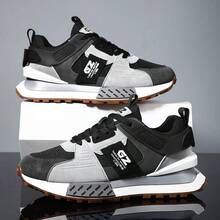 Men's Vintage Old School Style Sneakers, Comfy Non Slip Durable Lace Up Shoes For Men's Outdoor Activities - 黑色 - 查看 6