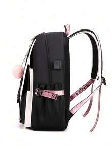 Sanrio Sanrio Kuromi Laptop Backpack For Teens And Adults. With Multiple Compartments, USB Mounting Holes, Nylon, Suitable For School, College, Travel,Back To School Surprise Gifts School Supplies School Essentials