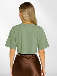 Oversized Women's Cropped - D00 - Olive Green - View 2
