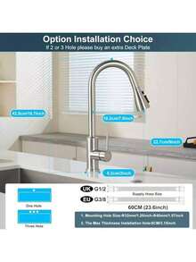 Kitchen Sink Tap, Mixer Tap With Pull-Out, 4 Modes, 360° Rotation, Flexible, High Arc, High Pressure, 1 Hole, G3/8, Single Handle Stainless Steel Taps, Nickel