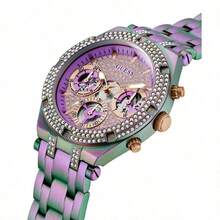 Guess Elegant Luxury Crystals Iridescent Stainless Steel Fashion Chronograph Watch For Women Suitable For Daily Party Wear Holiday Party Gift Lover Gift GW0440L1/GW0440L2/GW0440L3