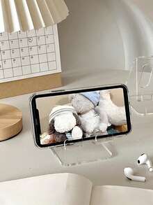 1/3pcs Transparent Acrylic Mobile Phone Display Stand Holder For Bedroom, Living Room, Office,Desktop Creative Tv Viewing Slouchy Holder, Cell Phone & Tablet Slouchy Bracket,Creative Decor, Convenient Charging, Suitable For Multiple Scenarios,Minimalist Phone Storage Rack.