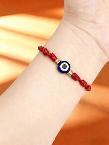 1/2/6/12件套邪眼手链套装，精致百搭的恶魔之眼幸运红绳手链，女士叠戴手链套装，Y2K手链，可调节 - 紫色眼睛 - 查看 2