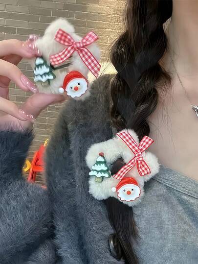 5pcs/3pcs Christmas Plush Five-Pointed Star Hair Clips, Holiday Santa Claus Christmas Tree Side Clips. Autumn And Winter Hair Accessories. Christmas Hairpins, Star-Shaped Hairpins And Plush Hairpins Are Suitable For Ponytails And Bangs. Autumn And Winter Christmas Hair Decoration Clips, Christmas Hair Clips, Fall, Hair Accessories Women, Hair Tools, Hair Stuff, Stuff, Beauty Accessories, Gifts, Travel, Gifts For Women, Hair Stuff, Stocking Stuffers