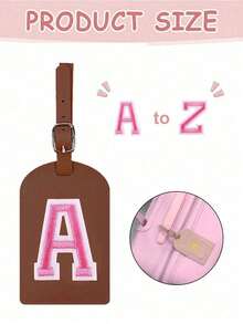 1 Etichetta per bagaglio con iniziale approvata TSA, con ricamo a lettera rosa su asciugamano, etichetta per bagaglio in pelle PU personalizzata con lettera da A a Z e scheda aziendale con pellicola protettiva, etichetta da viaggio bianca e carina a forma di lettera per uomo e donna, accessori da viaggio come zaino, borsa da palestra, bagaglio, essenziali per il ritorno a scuola