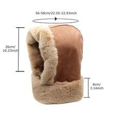 1pc Faux Suede Fleece Balaclava Hat, Winter Neck Warmer Windproof Ski Mask Earflap Cap For Women