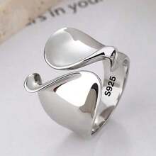 925 Sterling Silver Plated Rings For Women Couple Minimalist Handmade Simple Big Ring Party Jewelry Gift - Bạc - Xem 7